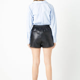 Lace Trimed Leather Shorts