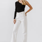 ENDLESS ROSE - Puff Sleeve One Shoulder Top - TOPS available at Objectrare