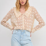 Sheer Shirt with Statement Collar