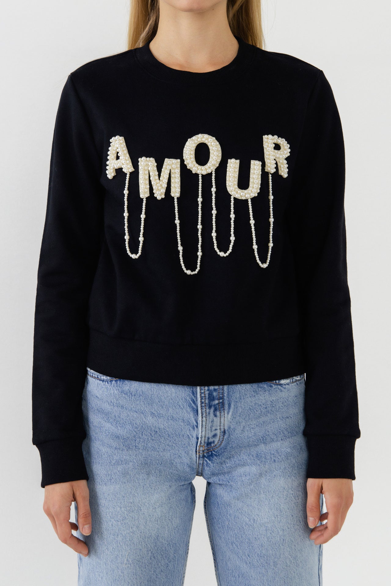 Endless Rose - Amour Pearl Embellished Sweatshirt - Hoodies &sweatshirts in Women's Clothing available at endlessrose.com