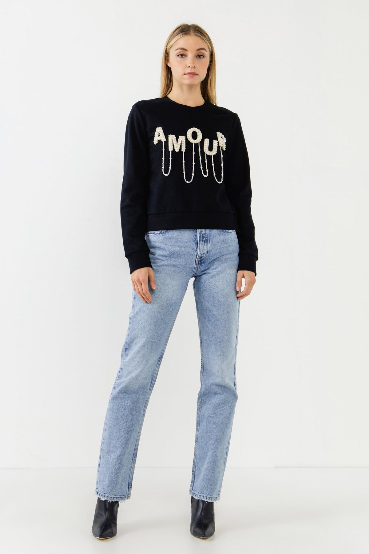 Amour Pearl Embellished Sweatshirt
