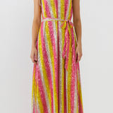 Striped Sequin Maxi Dress