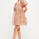 Floral Puff Mini Dress