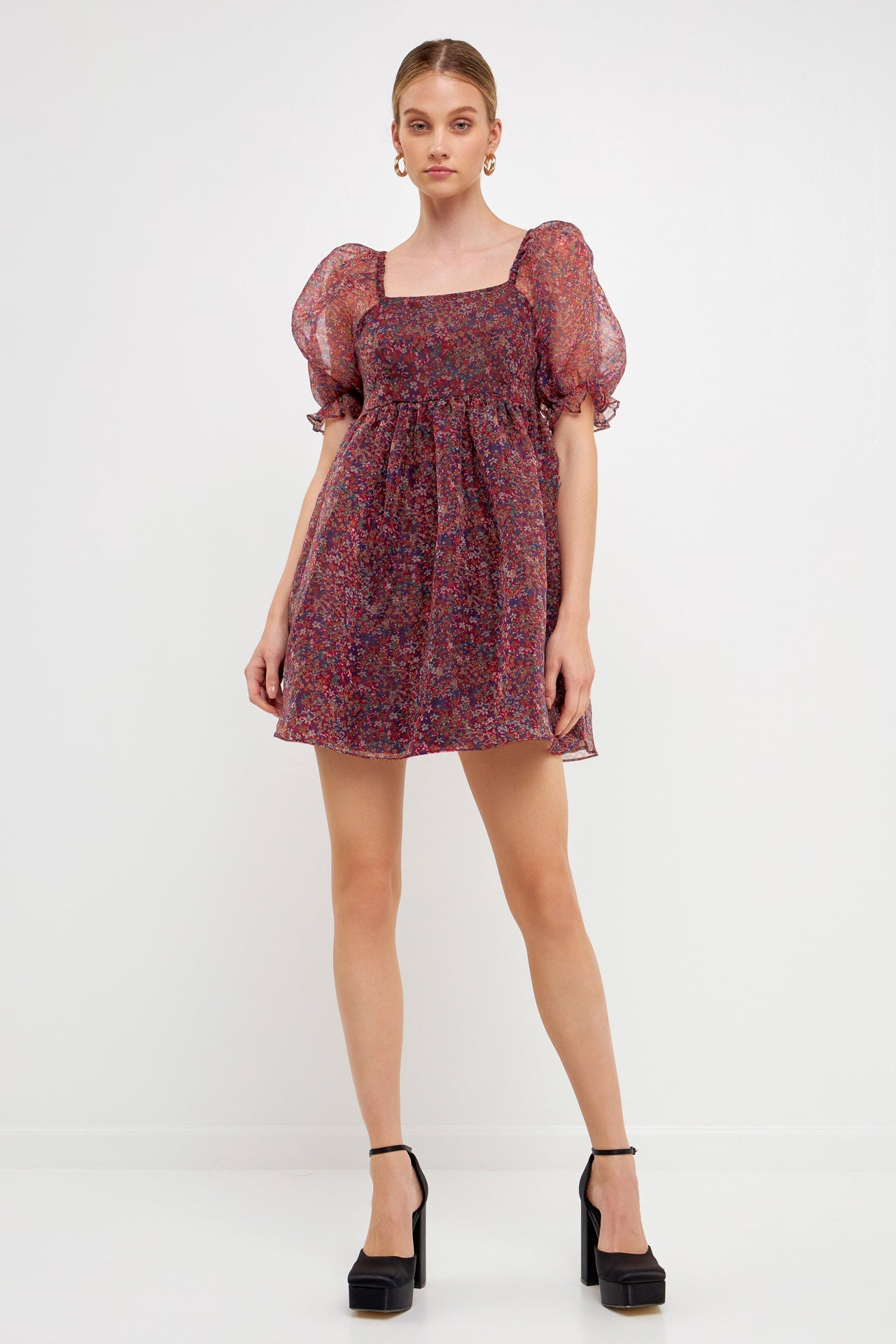 Floral Puff Mini Dress