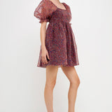 Floral Puff Mini Dress