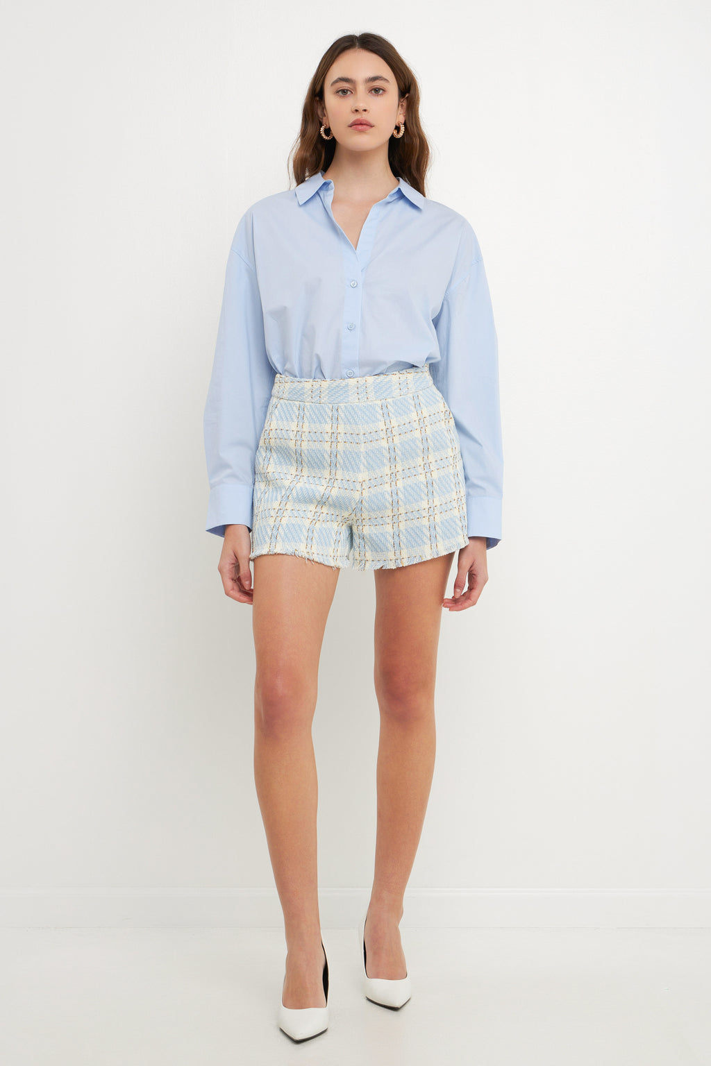 Tweed Short with Frayed Hem