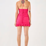 Ruched Halter Mini Dress