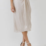ENDLESS ROSE - Metallic Effect Midi Skirt - SKIRTS available at Objectrare