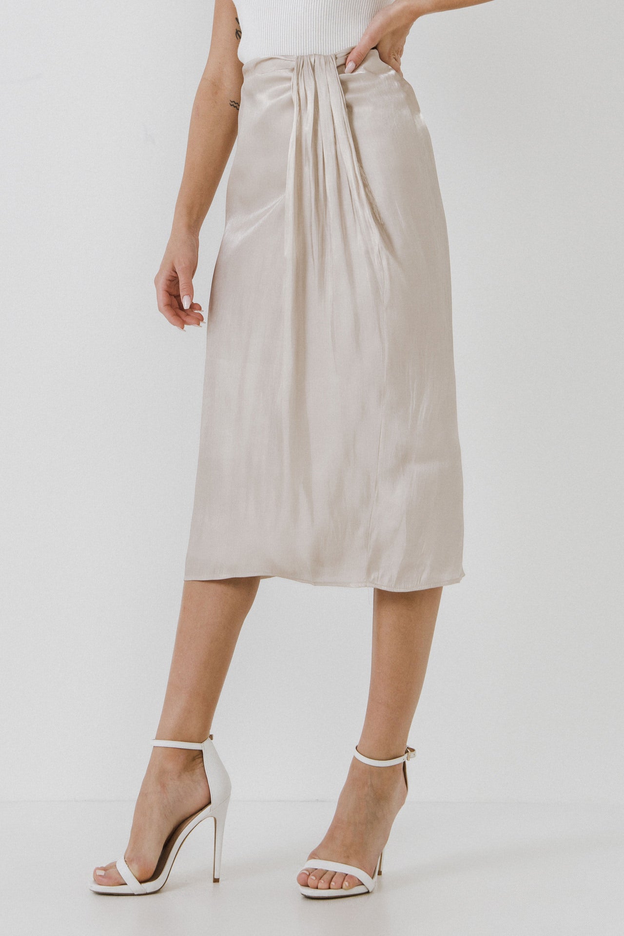 ENDLESS ROSE - Metallic Effect Midi Skirt - SKIRTS available at Objectrare