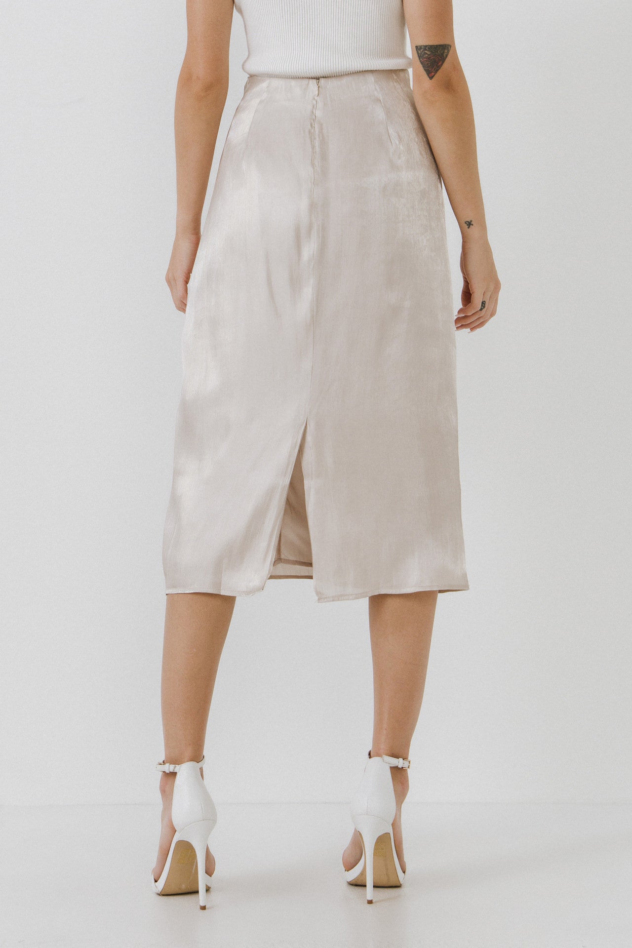 ENDLESS ROSE - Metallic Effect Midi Skirt - SKIRTS available at Objectrare