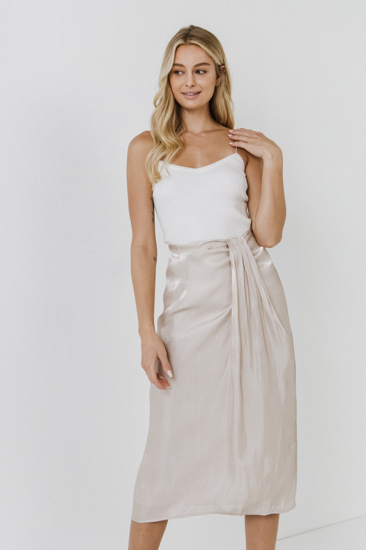 ENDLESS ROSE - Metallic Effect Midi Skirt - SKIRTS available at Objectrare