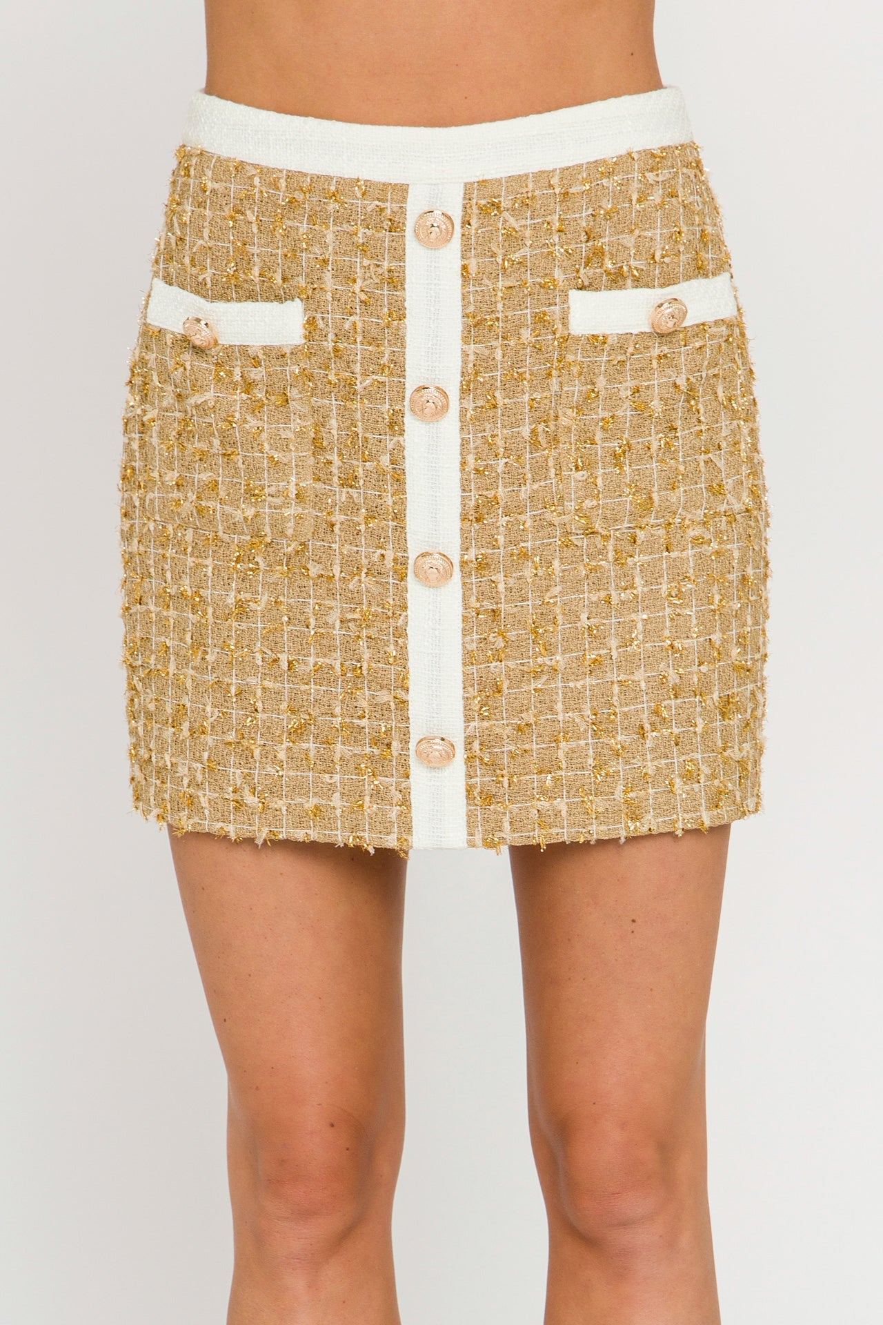 ENDLESS ROSE - Metallic Tweed Mini Skirt - SKIRTS available at Objectrare